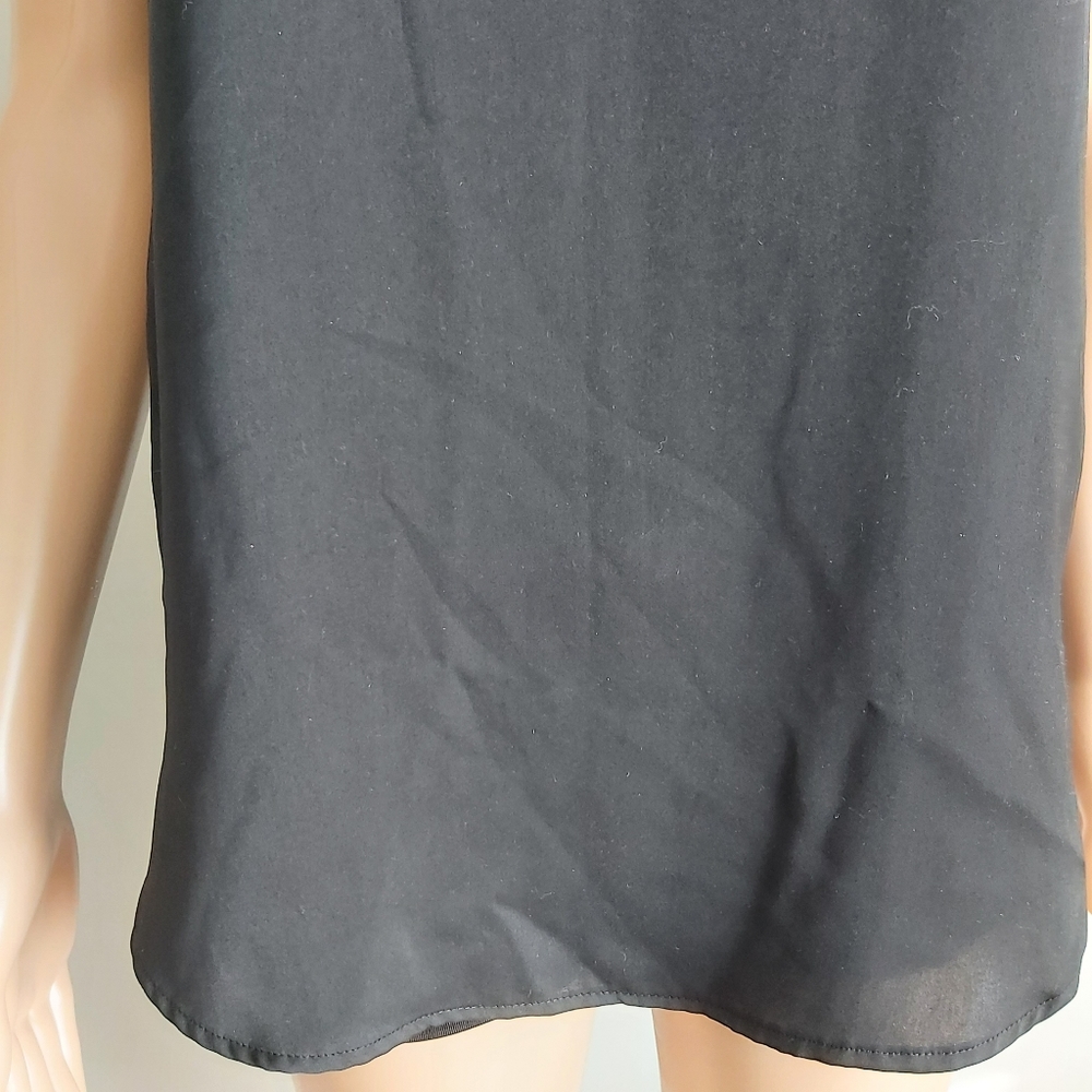 H&M black sleeveless top blouse high neck tunic long line - Picture 3 of 11